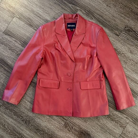Bernardo Red Leather Jacket - Picture 1 of 11